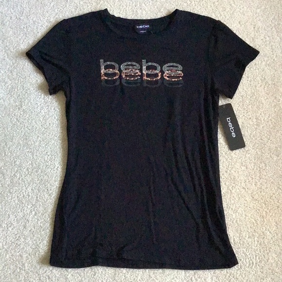 SOLD - Bebe Triple Logo Black Stretchy Tee - NWT - Picture 5 of 9